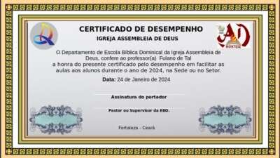 Certificado Escola Biblica Dominical